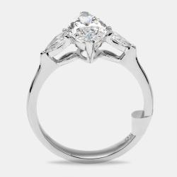 Pre Owned 1.9 cts Marquise and Pear Lab Grown Diamonds 18k White Gold Ring Size 51