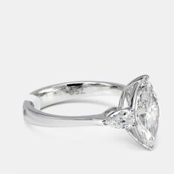 Pre Owned 1.9 cts Marquise and Pear Lab Grown Diamonds 18k White Gold Ring Size 51