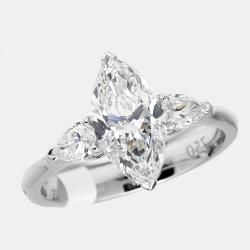Pre Owned 1.9 cts Marquise and Pear Lab Grown Diamonds 18k White Gold Ring Size 51