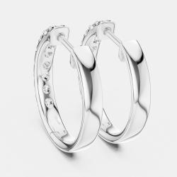 Pre Owned 0.70 ct Round Cut 18k White Gold Lab Grown Diamond Hoop Earrings