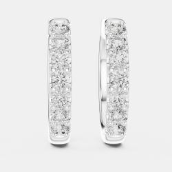 Pre Owned 0.70 ct Round Cut 18k White Gold Lab Grown Diamond Hoop Earrings