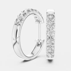 Pre Owned 0.70 ct Round Cut 18k White Gold Lab Grown Diamond Hoop Earrings