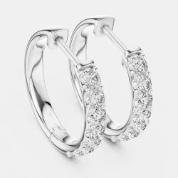 Pre Owned 0.70 ct Round Cut 18k White Gold Lab Grown Diamond Hoop Earrings