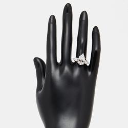 مملوكة مسبقًا خاتم ذهبي أبيض عيار 18 بوزن 4.5 قيراط بقصة كمثرية ألماس مصنع في المختبر بمقاس 52