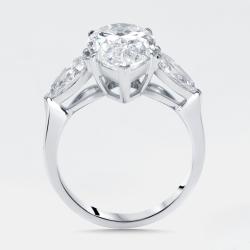 مملوكة مسبقًا خاتم ذهبي أبيض عيار 18 بوزن 4.5 قيراط بقصة كمثرية ألماس مصنع في المختبر بمقاس 52