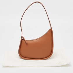 The Row Brown Leather Half Moon Shoulder Bag