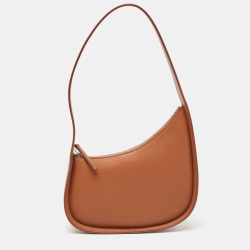 The Row Brown Leather Half Moon Shoulder Bag
