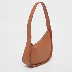 The Row Brown Leather Half Moon Shoulder Bag