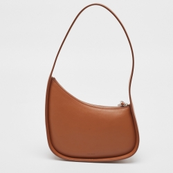 The Row Brown Leather Half Moon Shoulder Bag