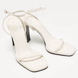 The Row White Leather Ankle Strap Sandals Size 41