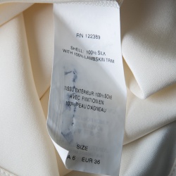 Pre Owned The Row Cream Silk Leather Trim Long Sleeve Button Front Shirt M