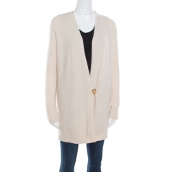 The Row Cream Silk Cashmere Wrap Front Eleset Cardigan XS