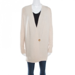 The Row Cream Silk Cashmere Wrap Front Eleset Cardigan XS