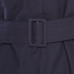 Pre Owned The Row Navy Blue Cotton Poplin Belted Hona Plunge Neck Blouse M