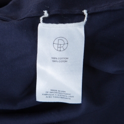 Pre Owned The Row Navy Blue Cotton Poplin Belted Hona Plunge Neck Blouse M