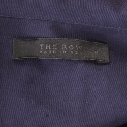 Pre Owned The Row Navy Blue Cotton Poplin Belted Hona Plunge Neck Blouse M