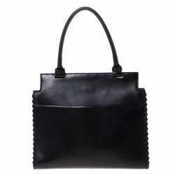 Pre Owned The Row Black Leather Top Handle Bag