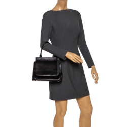 Pre Owned The Row Black Leather Top Handle Bag