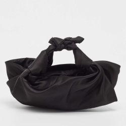 Pre Owned The Row Black Satin Knot Shoulder Bag