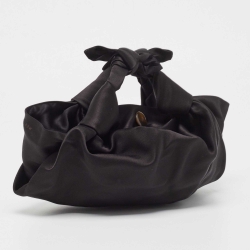 Pre Owned The Row Black Satin Knot Shoulder Bag