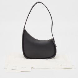 The Row Black Leather Half Moon Shoulder Bag