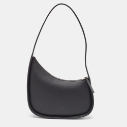The Row Black Leather Half Moon Shoulder Bag