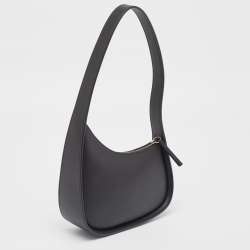 The Row Black Leather Half Moon Shoulder Bag