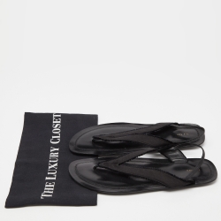 The Row Black Satin and Leather Slingback Flat Sandals Size 39
