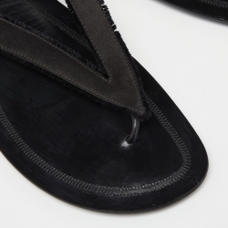 The Row Black Satin and Leather Slingback Flat Sandals Size 39