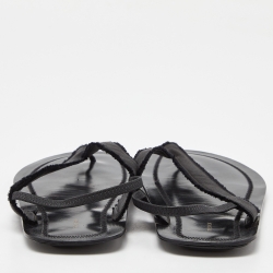 The Row Black Satin and Leather Slingback Flat Sandals Size 39