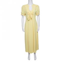 Thierry Mugler Vintage Yellow Cutout Tie Detail Maxi Dress M