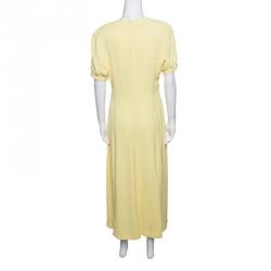 Thierry Mugler Vintage Yellow Cutout Tie Detail Maxi Dress M