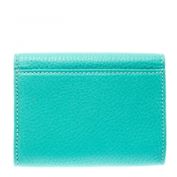 Pre Owned Tiffany & Co. Turquoise Leather Turnlock Wallet