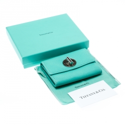 Pre Owned Tiffany & Co. Turquoise Leather Turnlock Wallet
