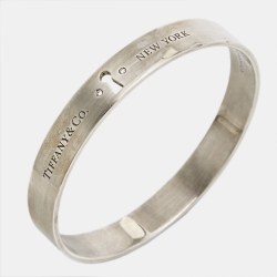 Pre Owned Tiffany & Co. Locks Diamond Sterling Silver Bangle Bracelet