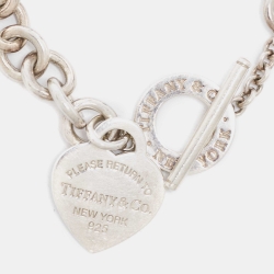 Pre Owned Tiffany & Co. Return to Tiffany Heart Tag Sterling Silver Toggle Bracelet