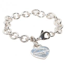 Pre Owned Tiffany & Co. Return to Tiffany Heart Tag Charm Bracelet 21CM