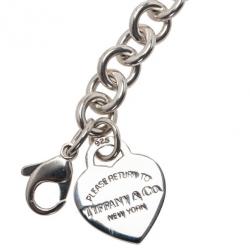 Pre Owned Tiffany & Co. Return to Tiffany Heart Tag Charm Bracelet 21CM