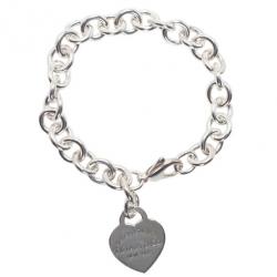 Pre Owned Tiffany & Co. Return to Tiffany Heart Tag Charm Bracelet 21CM