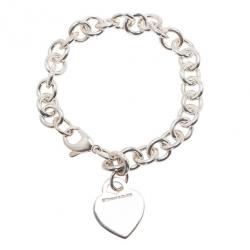 Pre Owned Tiffany & Co. Return to Tiffany Heart Tag Charm Bracelet 21CM