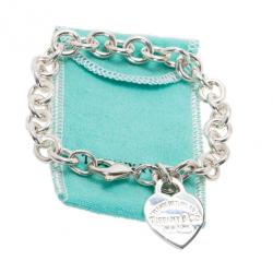 Pre Owned Tiffany & Co. Return to Tiffany Heart Tag Charm Bracelet 21CM