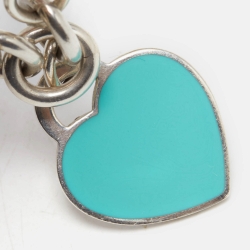 Tiffany & Co. Return To Tiffany Blue Enamel Heart Tag & Silver Bracelet