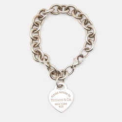 Tiffany & Co. Return To Tiffany Blue Enamel Heart Tag & Silver Bracelet