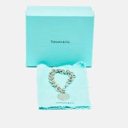Tiffany & Co. Return To Tiffany Blue Enamel Heart Tag & Silver Bracelet