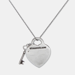 Pre Owned Tiffany & Co. Return To Tiffany Heart Tag Key Sterling Silver Pendant Necklace