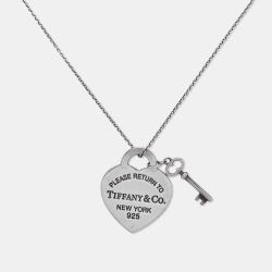 Pre Owned Tiffany & Co. Return To Tiffany Heart Tag Key Sterling Silver Pendant Necklace