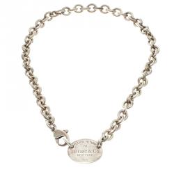 Pre Owned Tiffany & Co Return To Tiffany Oval Tag Silver Necklace