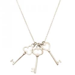 Pre Owned Tiffany & Co. Three Key Silver Pendant Necklace