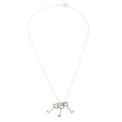 Pre Owned Tiffany & Co. Three Key Silver Pendant Necklace