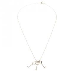 Pre Owned Tiffany & Co. Three Key Silver Pendant Necklace